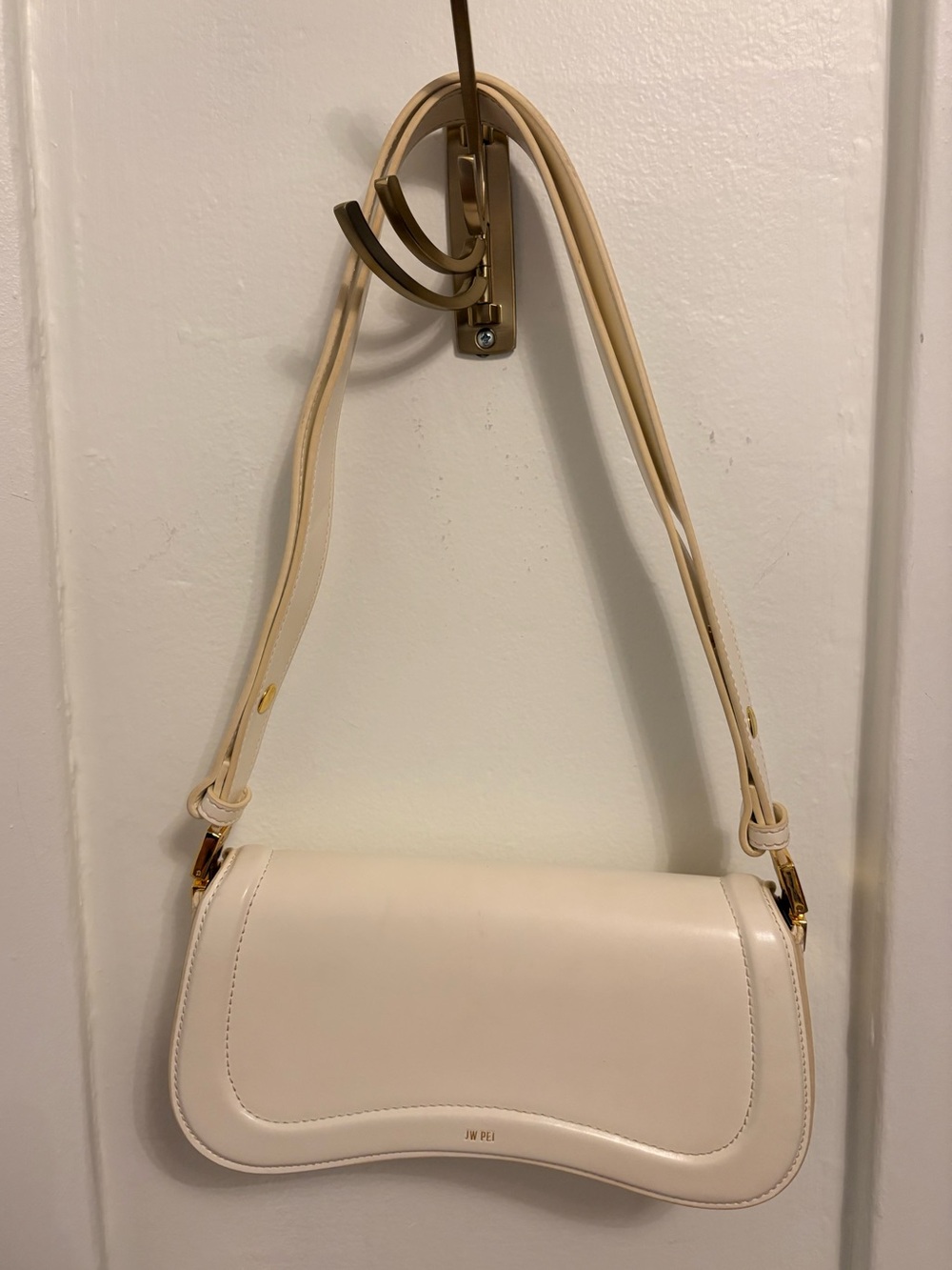 JW PEI Cream Leather Adjustable Shoulder Bag